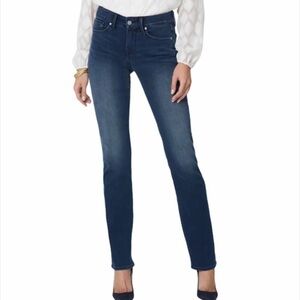 NYDJ Straight Leg Marilyn Dark Rinse Embellished Pocket Jeans